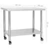 vidaXL Tavolo da Lavoro Cucina con Ruote 80x60x85 cm in Acciaio Inox