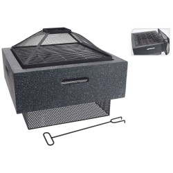 ProGarden Braciere e Griglia Barbecue Quadrato Grigio 52,5x52,5x18,5cm