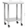 vidaXL Tavolo da Lavoro Cucina con Ruote 80x30x85 cm in Acciaio Inox