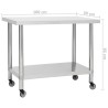 vidaXL Tavolo da Lavoro Cucina con Ruote 100x30x85 cm in Acciaio Inox