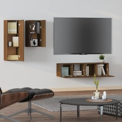 Set Mobili Porta TV 4 pz Rovere Marrone in Legno Ingegnerizzato