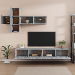   Set di Mobili Porta TV 7 pz Grigio Sonoma in Legno Ingegnerizzato