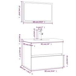 Set di Mobili da Bagno Rovere Fumo in Legno Ingegnerizzato