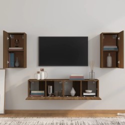 Set Mobili Porta TV 4 pz Rovere Marrone in Legno Ingegnerizzato