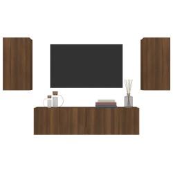 Set Mobili Porta TV 4 pz Rovere Marrone in Legno Ingegnerizzato