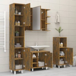   Armadietto Bagno Rovere Fumo 30x30x179 cm in Legno Ingegnerizzato