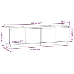   Mobile Porta TV Grigio 156x37x45 cm in Legno Massello di Pino