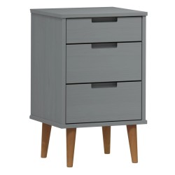   Comodino MOLDE Grigio 40x35x65 cm in Legno Massello di Pino