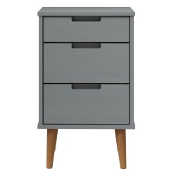   Comodino MOLDE Grigio 40x35x65 cm in Legno Massello di Pino