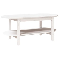 Tavolino da Salotto Bianco 110x55x45 cm Legno Massello di Pino