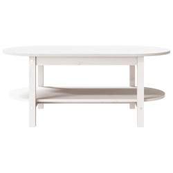 Tavolino da Salotto Bianco 110x55x45 cm Legno Massello di Pino