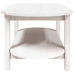 Tavolino da Salotto Bianco 110x55x45 cm Legno Massello di Pino