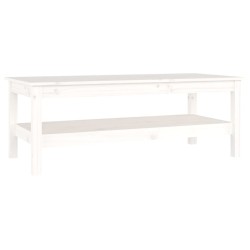   Tavolino da Salotto Bianco 110x50x40 cm Legno Massello di Pino