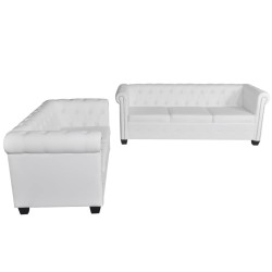   vidaXL Divani Chesterfield a 2 Posti e a 3 Posti in Similpelle Bianco 