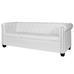   vidaXL Divani Chesterfield a 2 Posti e a 3 Posti in Similpelle Bianco 