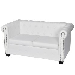   vidaXL Divani Chesterfield a 2 Posti e a 3 Posti in Similpelle Bianco 