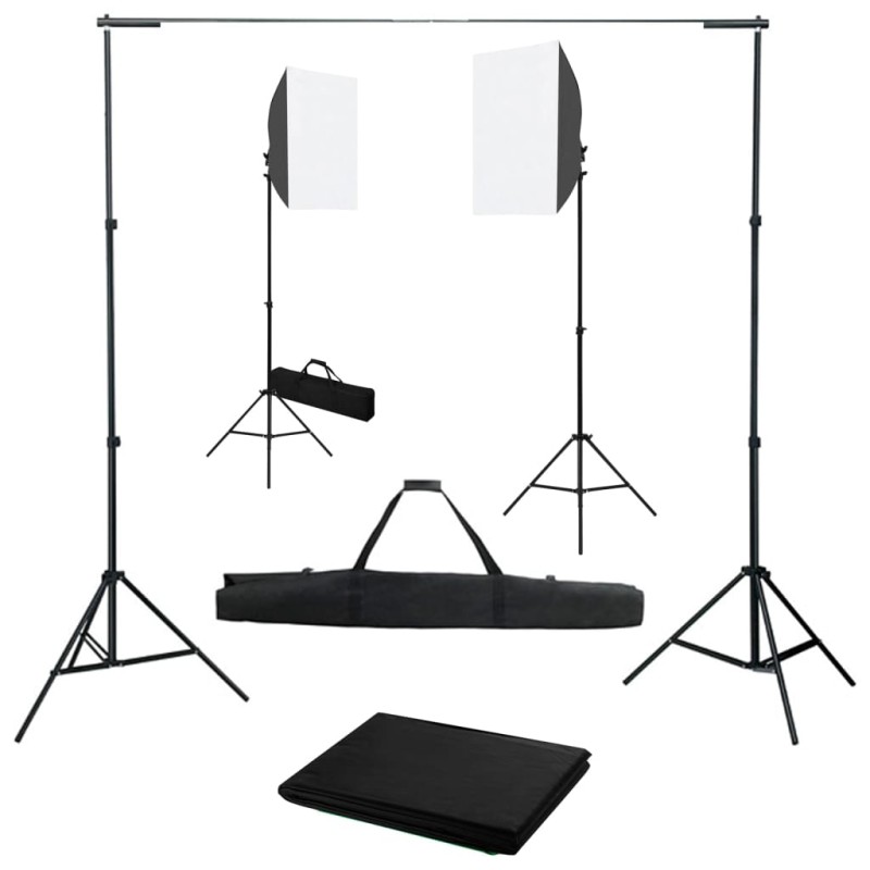 vidaXL Kit per Studio Fotografico con Luci Softbox e Fondale