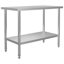 vidaXL Tavolo Lavoro Cucina con Mensola 120x60x150 cm in Acciaio Inox