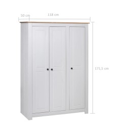   Armadio a 3 Ante Bianco 118x50x171,5cm in Pino Panama Range