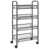 vidaXL Carrello da Cucina con 4 Ripiani Nero 46x26x64 cm in Ferro