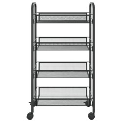 vidaXL Carrello da Cucina con 4 Ripiani Nero 46x26x64 cm in Ferro