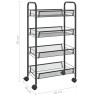 vidaXL Carrello da Cucina con 4 Ripiani Nero 46x26x64 cm in Ferro