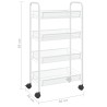 vidaXL Carrello da Cucina con 4 Ripiani Bianco 46x26x64 cm in Ferro