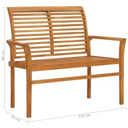 vidaXL Panca da Giardino con Cuscino Antracite 112 cm in Legno di Teak