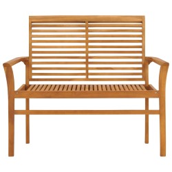 vidaXL Panca da Giardino con Cuscino Verde Brillante 112 cm Legno Teak