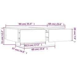   Tavolino da Salotto Rovere Fumo 90x60x31 cm Legno ingegnerizzato