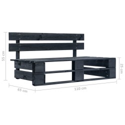 vidaXL Divano Centrale da Giardino Pallet Legno Pino Impregnato Nero