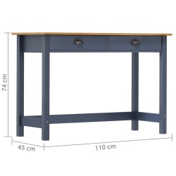   Consolle Hill con 2 Cassetti Grigia 110x45x74 cm Legno Pino