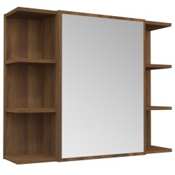   Mobile da Bagno Specchio in Rovere Marrone 80x20,5x64 cm Legno