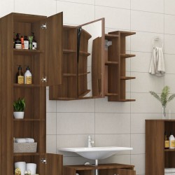   Mobile da Bagno Specchio in Rovere Marrone 80x20,5x64 cm Legno