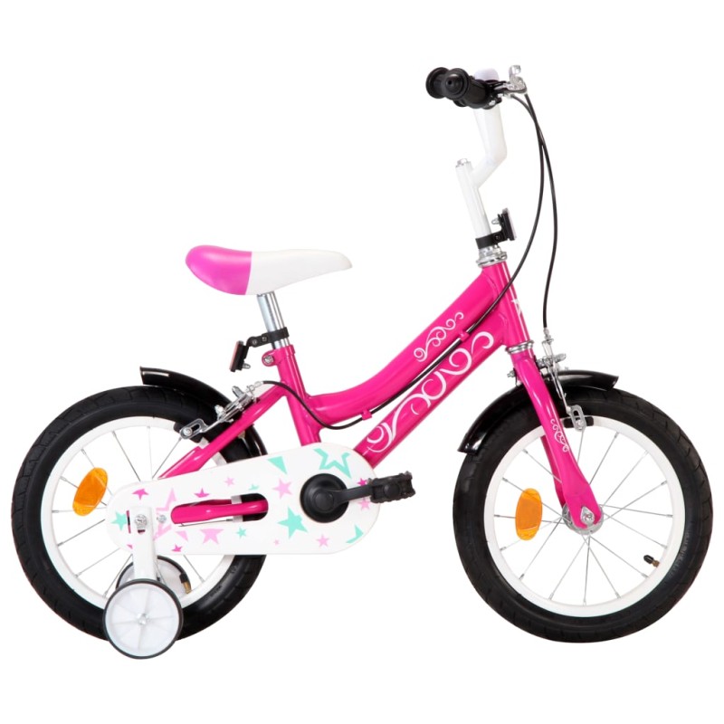 Bici per Bambini 14 Pollici Nera e Rosa