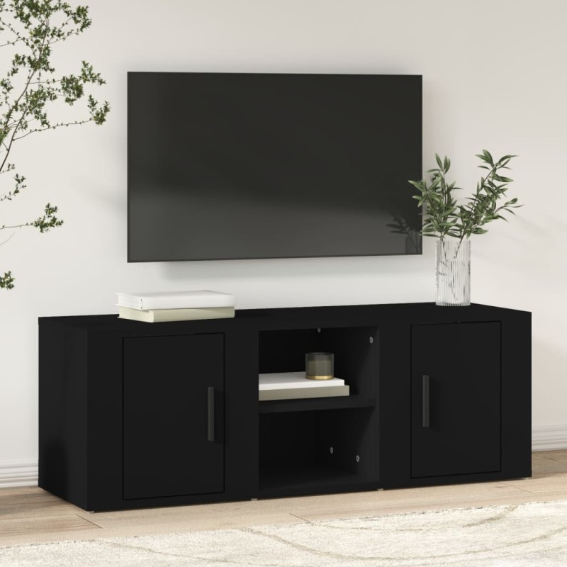 Mobile Porta TV Nero 100x31,5x35 cm in Legno Ingegnerizzato