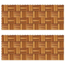 Set 20 Piastrelle in legno di acacia per pavimento 30 x 30 cm