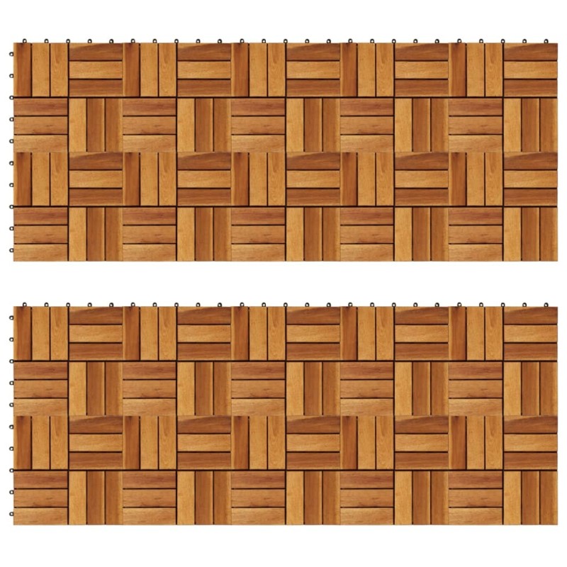 Set 20 Piastrelle in legno di acacia per pavimento 30 x 30 cm