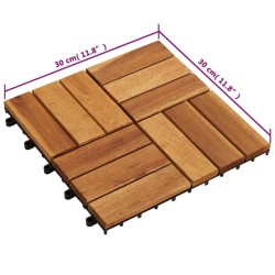 Set 20 Piastrelle in legno di acacia per pavimento 30 x 30 cm