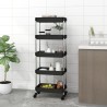 vidaXL Carrello da Cucina 5 Ripiani Nero 42x29x128 cm Ferro e ABS