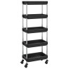 vidaXL Carrello da Cucina 5 Ripiani Nero 42x29x128 cm Ferro e ABS