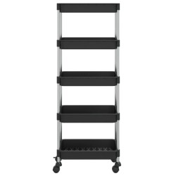 vidaXL Carrello da Cucina 5 Ripiani Nero 42x29x128 cm Ferro e ABS