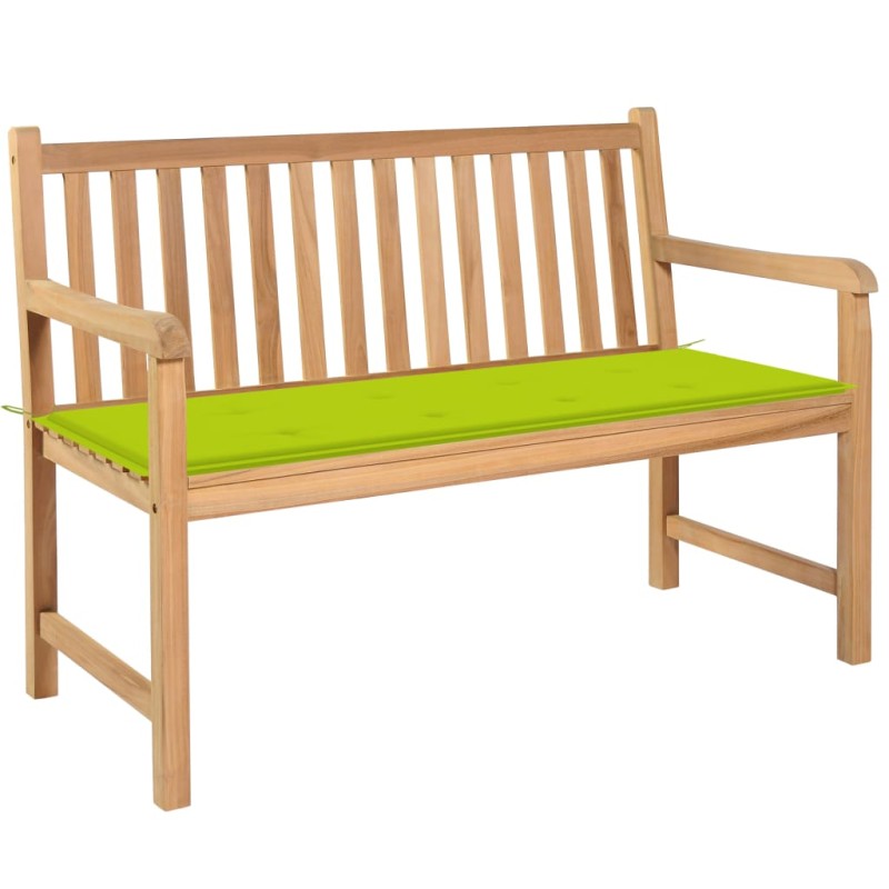 Panca da Giardino Cuscino Verde Brillante 120 cm Massello Teak