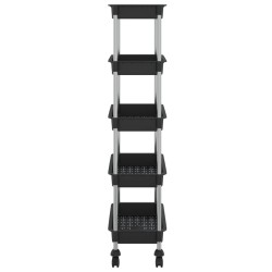 vidaXL Carrello da Cucina 5 Ripiani Nero 42x29x128 cm Ferro e ABS