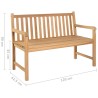 Panca da Giardino con Cuscino Grigio a Quadri 120 cm Legno Teak