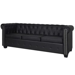 vidaXL Divani Chesterfield a 2 Posti e a 3 Posti in Similpelle Nero 