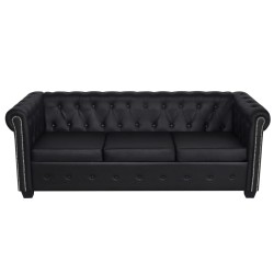 vidaXL Divani Chesterfield a 2 Posti e a 3 Posti in Similpelle Nero 