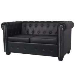 vidaXL Divani Chesterfield a 2 Posti e a 3 Posti in Similpelle Nero 