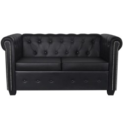 vidaXL Divani Chesterfield a 2 Posti e a 3 Posti in Similpelle Nero 