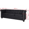 vidaXL Divani Chesterfield a 2 Posti e a 3 Posti in Similpelle Nero 